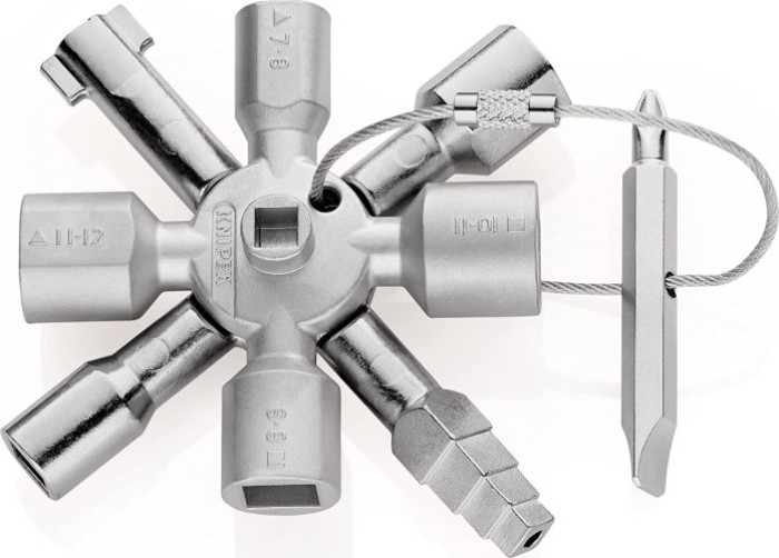 KNIPEX TwinKey Schaltschrankschlüssel für gängige Schränke und Absperrsysteme, 95 mm, 00 11 01