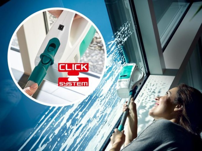 Leifheit Fenstersauger Set Dry and Clean mit 28 cm Saugdüse für 360° streifenfreie Reinigung, 51000