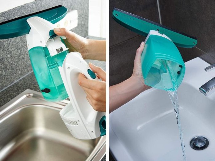 Leifheit Fenstersauger Set Dry and Clean mit 28 cm Saugdüse für 360° streifenfreie Reinigung, 51000