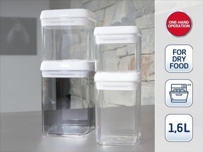Leifheit Fresh and Easy Vorratsbehälter 1, 6L, eckig, stapelbar, 31211