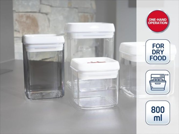 Leifheit Fresh and Easy Vorratsbehälter 800 ml, eckig, stapelbar, 31208