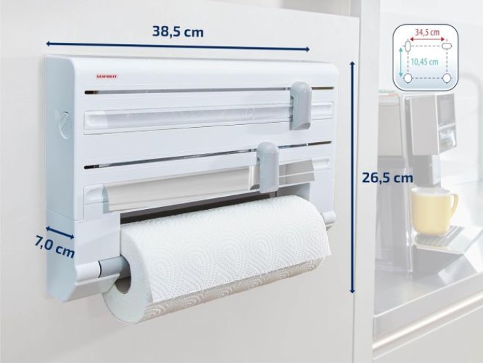 Leifheit Wandrollenhalter Parat, ,für 3 Rollen, saubere Schnittkanten, 25703