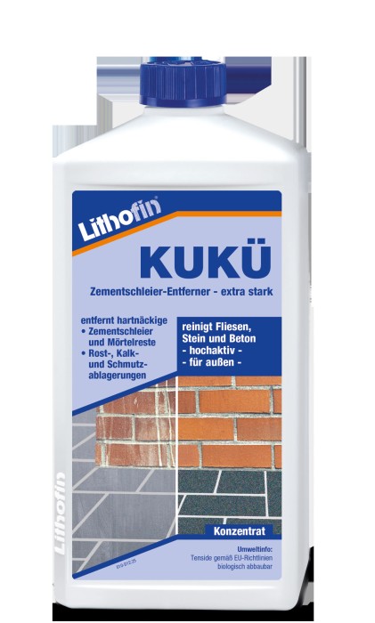 LITHOFIN KUKÜ, der Zementschleierentferner für Baustelle und Außenbereich, 1 Liter, 010-11