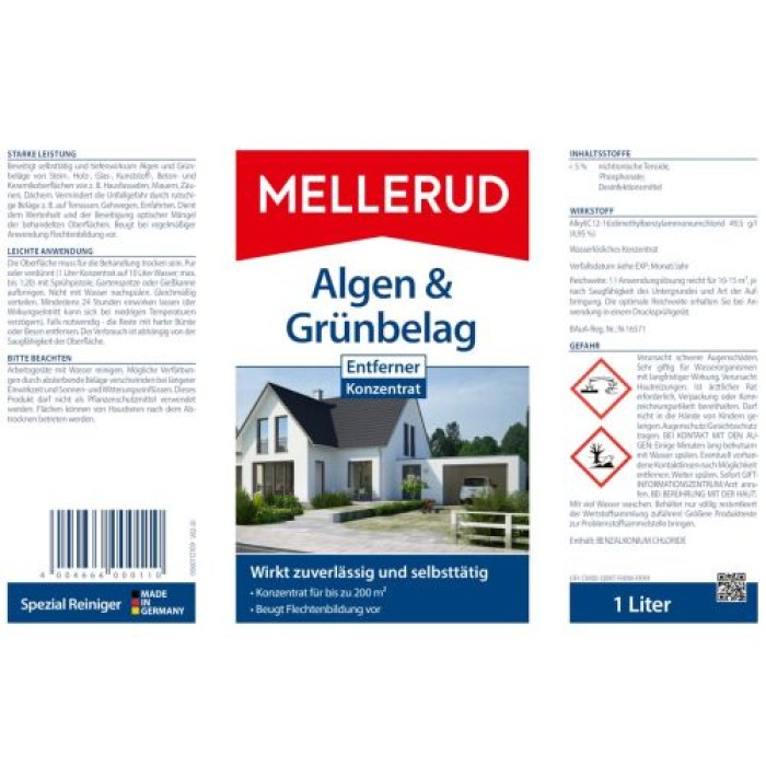 MELLERUD Algen & Grünbelag Entferner Konzentrat, 1 L, 2001000110