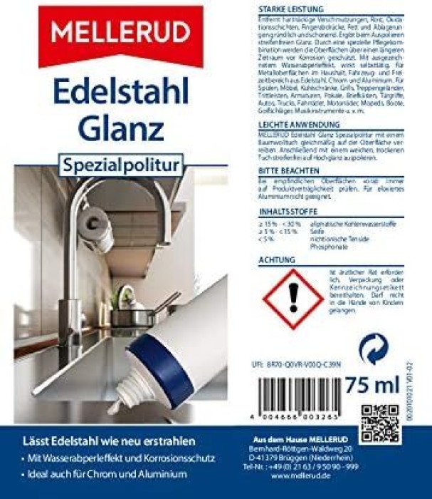 MELLERUD Edelstahl Glanz Spezialpolitur 75 ml, 2003203265