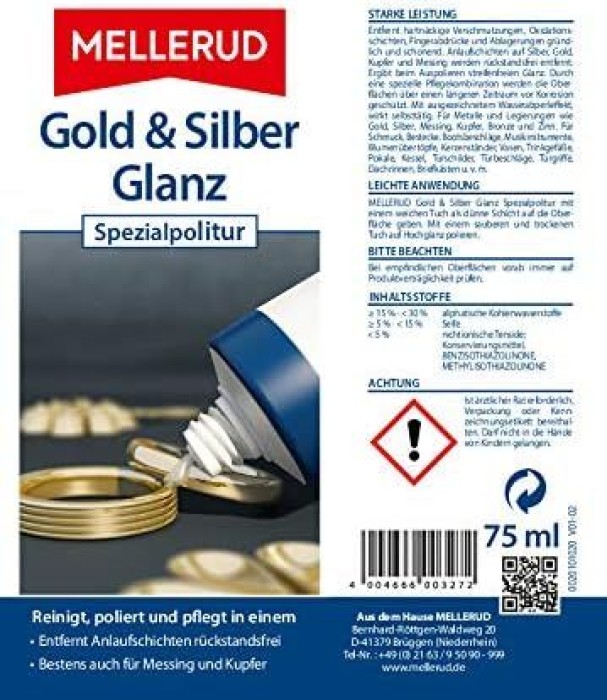 MELLERUD Gold & Silber Glanz Spezialpolitur 75 ml, 2003203272