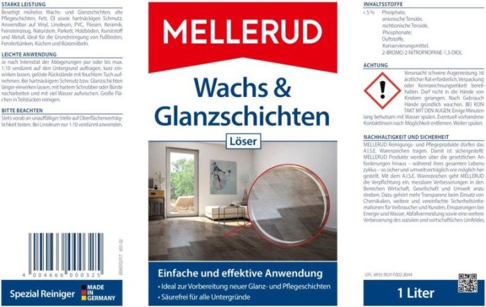 MELLERUD Wachs & Glanzschichten Löser 1 Liter, 2001000325