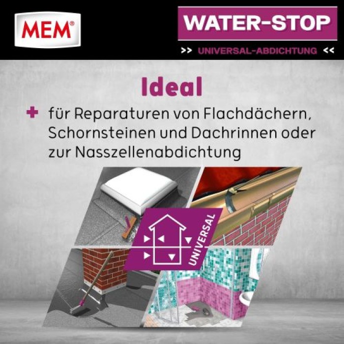MEM Water Stop,Universalabdichtung und Feuchtigkeitssperre, Grau, 1kg, 30822565