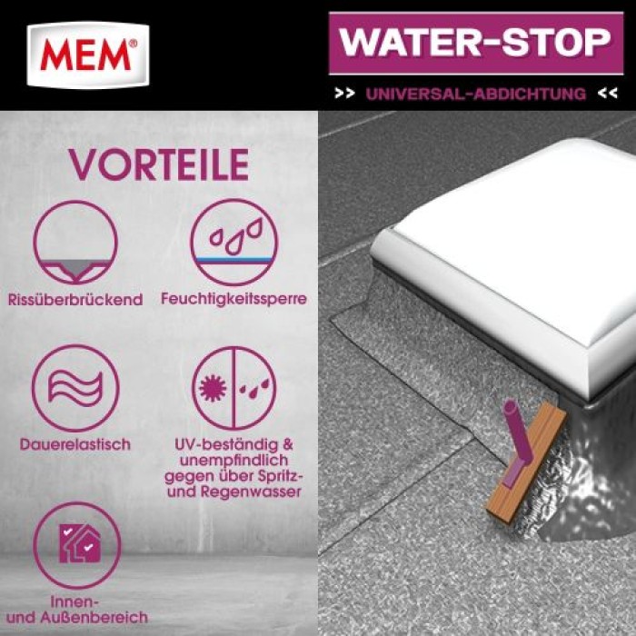 MEM Water Stop,Universalabdichtung und Feuchtigkeitssperre, Grau, 1kg, 30822565