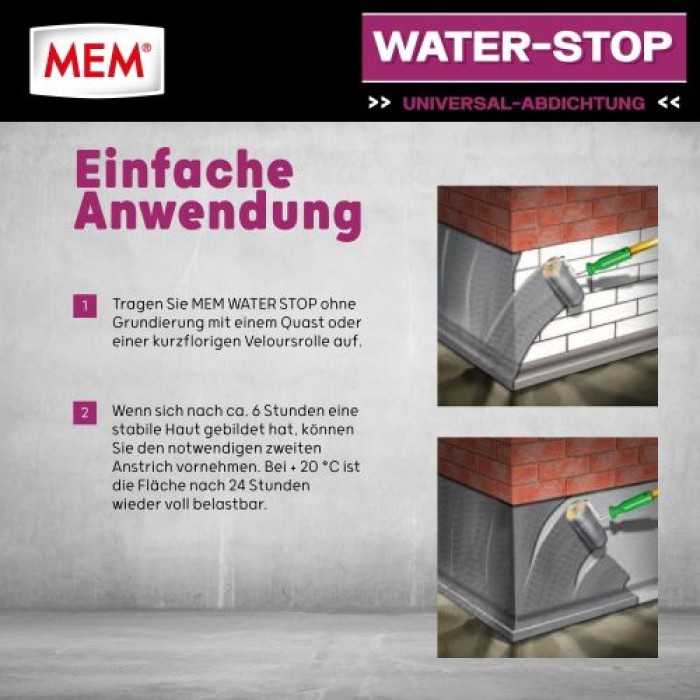 MEM Water Stop,Universalabdichtung und Feuchtigkeitssperre, Grau, 1kg, 30822565
