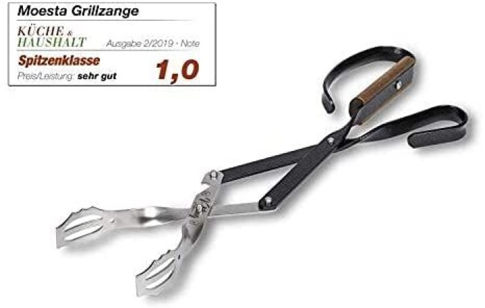 Moesta-BBQ 10504 Grillzange V-Tong 43 cm – Servierzange mit Holzgriff – Multifunktionale Fleischzange mit Flaschenöffner 43cm 10504