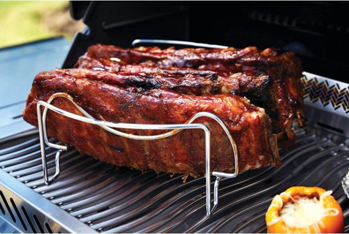 Napoleon 3 in 1 Braten- & Ribshalter, Silber, 56019