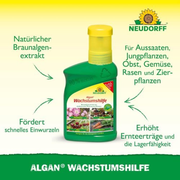 Neudorff Algan Wachstumshilfe – Natürliche Wachstumshilfe für Aussaaten, Gemüse, Obst und Zierpflanzen, 250 ml, 01460