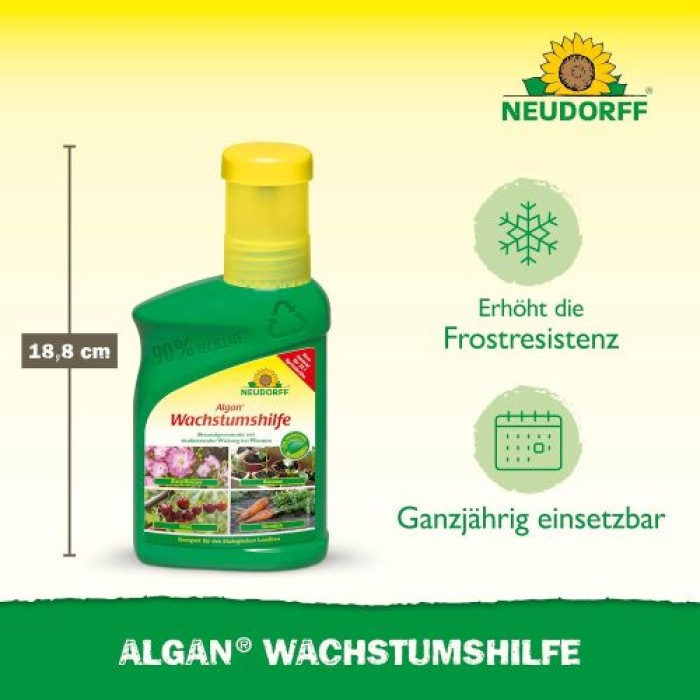 Neudorff Algan Wachstumshilfe – Natürliche Wachstumshilfe für Aussaaten, Gemüse, Obst und Zierpflanzen, 250 ml, 01460