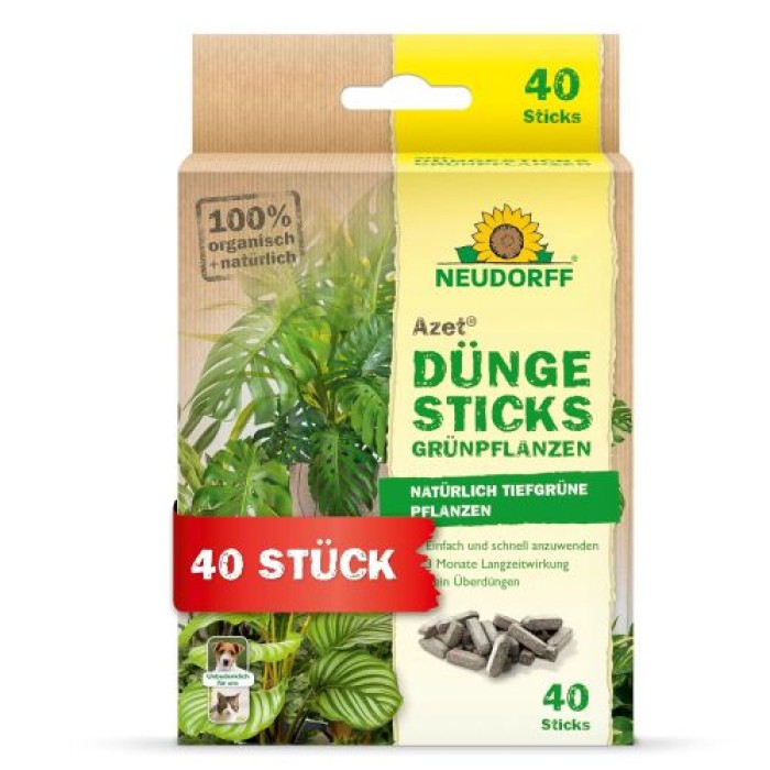 Neudorff Azet DüngeSticks für Grünpflanzen – Bio Düngestäbchen mit 4 Monaten Langzeitwirkung, 40 Stück 1418