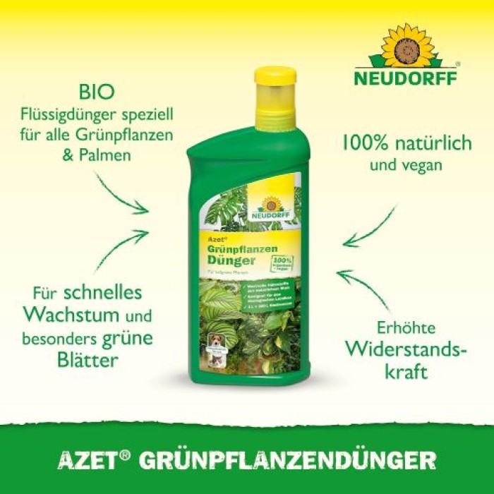 Neudorff Azet Grünpflanzendünger 1L - 100% natürlicher Dünger flüssig, 01463