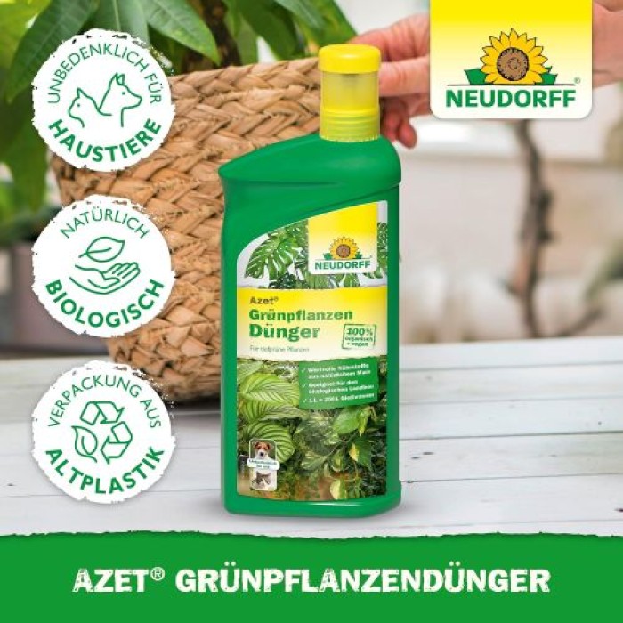 Neudorff Azet Grünpflanzendünger 1L - 100% natürlicher Dünger flüssig, 01463