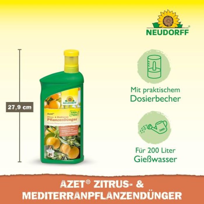 Neudorff Azet Zitrusdünger und mediterraner PflanzenDünger 1L flüssig - 100% natürlich, 01465