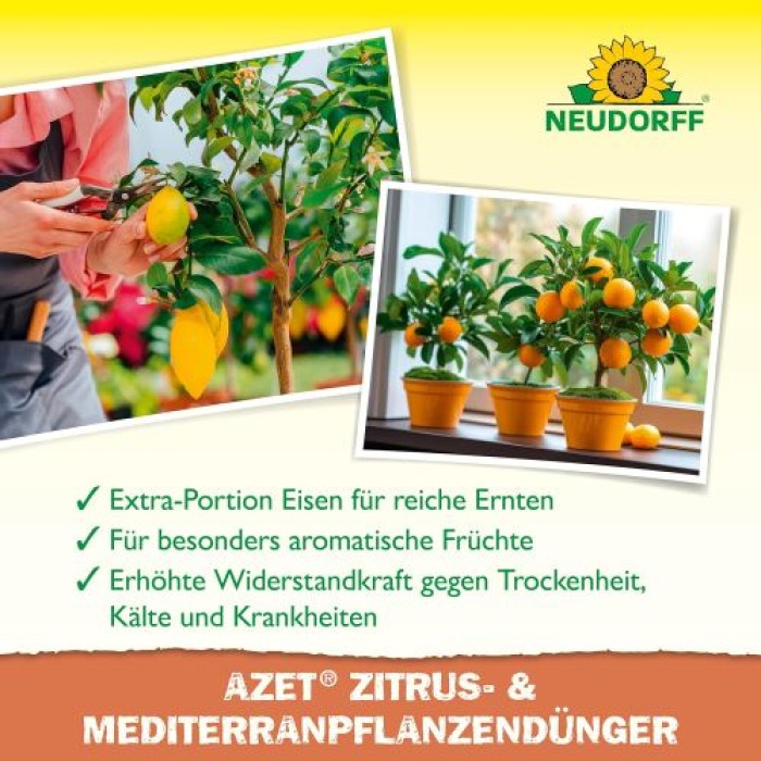 Neudorff Azet Zitrusdünger und mediterraner PflanzenDünger 1L flüssig - 100% natürlich, 01465