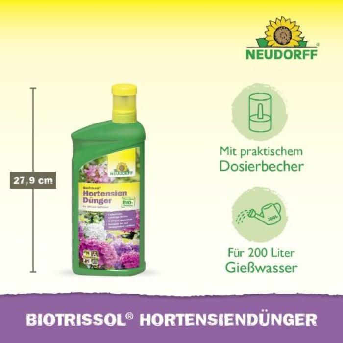 Neudorff BioTrissol HortensienDünger - Organischer Bio-Dünger mit Extra Eisen und hohem Kaliumgehalt, 1 Liter, 01404