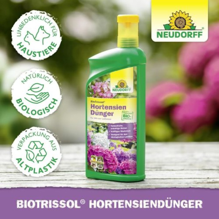 Neudorff BioTrissol HortensienDünger - Organischer Bio-Dünger mit Extra Eisen und hohem Kaliumgehalt, 1 Liter, 01404