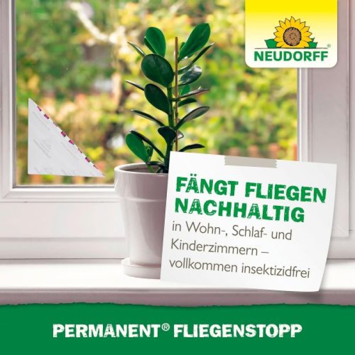 Neudorff Permanent FliegenStopp – Bekämpft zuverlässig Fliegen direkt am Fenster mit Langzeitwirkung, insektizidfrei, 2 Stück 1375