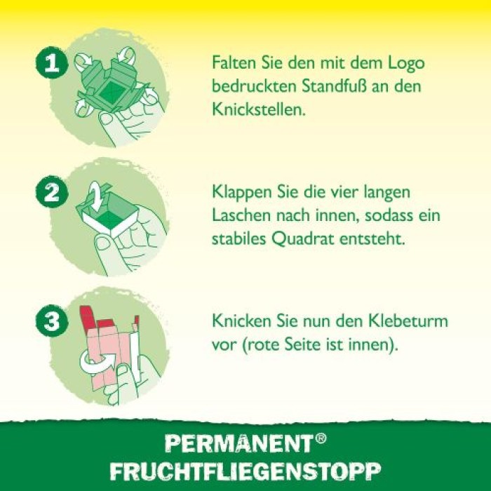 Neudorff Permanent FruchtfliegenStopp – Fängt effektiv Frucht,- Obst- und Essigfliegen mit 3 Monaten Langzeitwirkung. Geruchlos und insektizidfrei, 3 Stück 1379