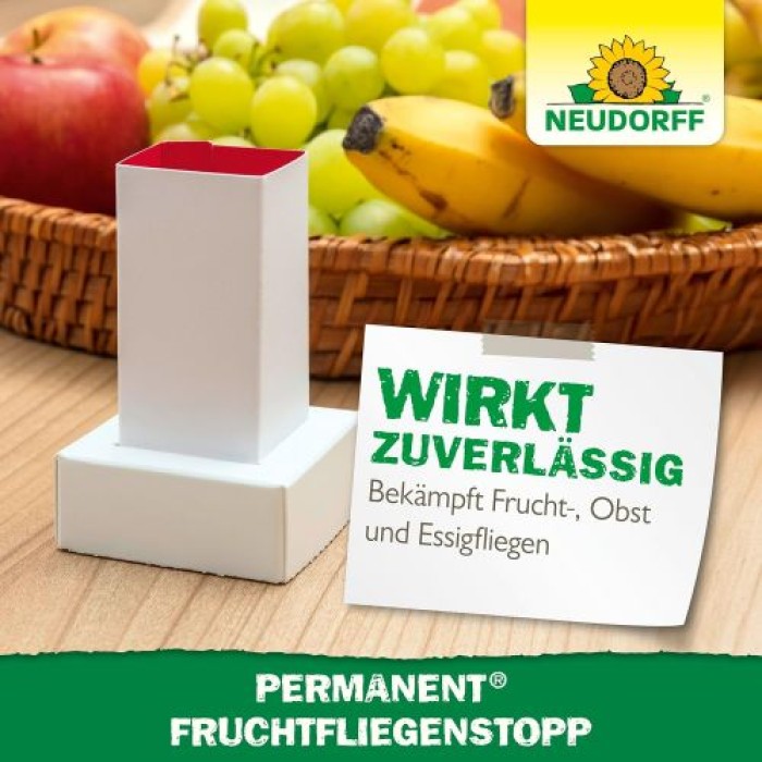 Neudorff Permanent FruchtfliegenStopp – Fängt effektiv Frucht,- Obst- und Essigfliegen mit 3 Monaten Langzeitwirkung. Geruchlos und insektizidfrei, 3 Stück 1379