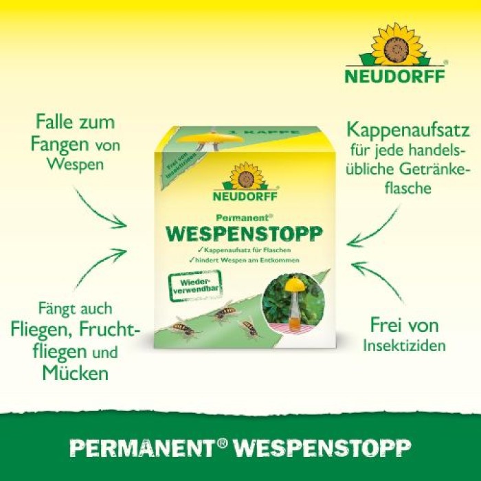 Neudorff Permanent WespenStopp – Wiederverwendbare Wespenabwehr in allen Außenbereichen, insektizidfrei, 1 Stück 1382