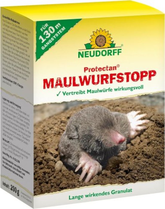 Neudorff Protectan MaulwurffStopp – Vertreibt Maulwürfe wirkungsvoll, Sofort- und Langzeitwirkung, 200 g, 01368