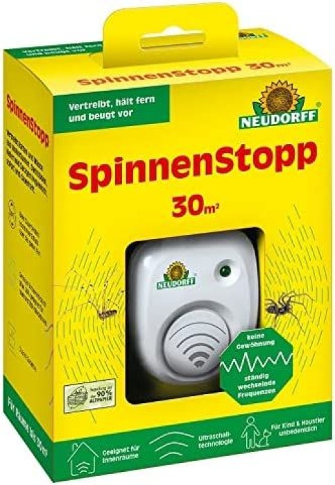 Neudorff SpinnenStopp, Spinnenvertreiber mit Ultraschall gegen Spinnen in Wohnräumen, reicht für 30m², 3033