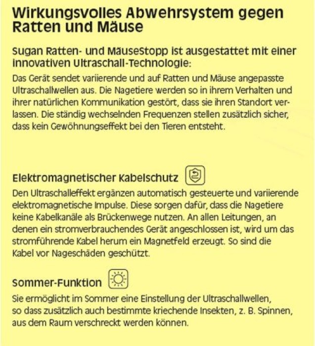 Neudorff Sugan Ratten- und Mäuse Stopp 30m² - Ultraschall-Gerät für Innenräume, 03036
