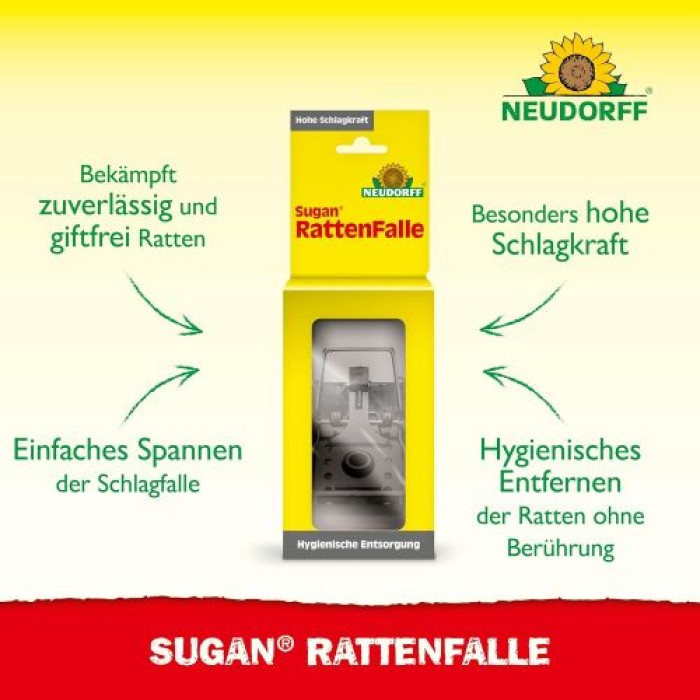 Neudorff Sugan RattenFalle – Wiederverwendbare Schlagfalle mit hoher Schlagkraft, 1 Stück, 00853