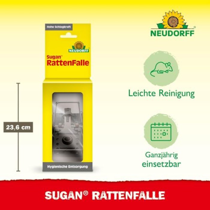 Neudorff Sugan RattenFalle – Wiederverwendbare Schlagfalle mit hoher Schlagkraft, 1 Stück, 00853