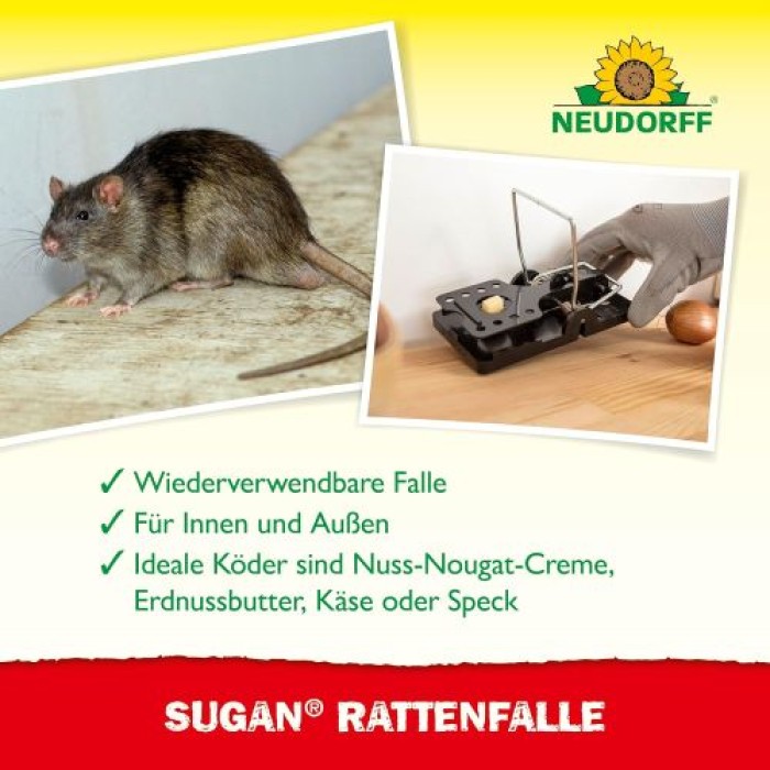 Neudorff Sugan RattenFalle – Wiederverwendbare Schlagfalle mit hoher Schlagkraft, 1 Stück, 00853