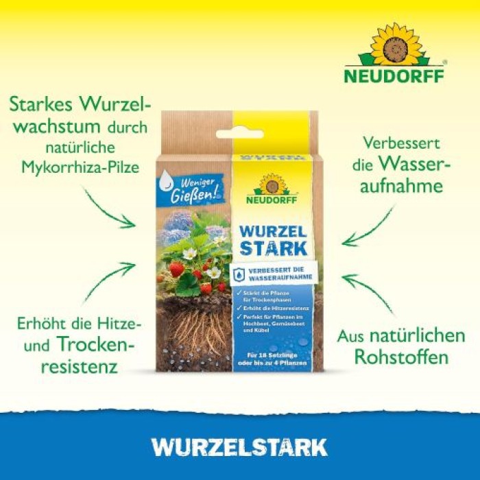 Neudorff Wurzelstark – Natürlicher Mykorrhiza Wurzelaktivator für schnelles Wurzelwachstum aller Pflanzen. Weniger Gießen, auch in Trockenperioden, 36 g 1398
