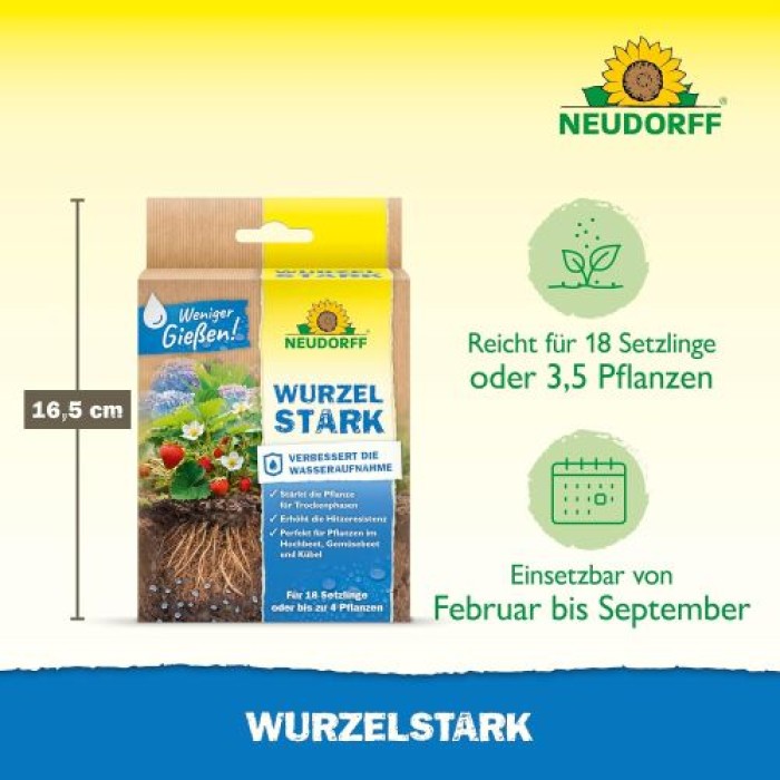 Neudorff Wurzelstark – Natürlicher Mykorrhiza Wurzelaktivator für schnelles Wurzelwachstum aller Pflanzen. Weniger Gießen, auch in Trockenperioden, 36 g 1398