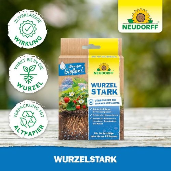 Neudorff Wurzelstark – Natürlicher Mykorrhiza Wurzelaktivator für schnelles Wurzelwachstum aller Pflanzen. Weniger Gießen, auch in Trockenperioden, 36 g 1398