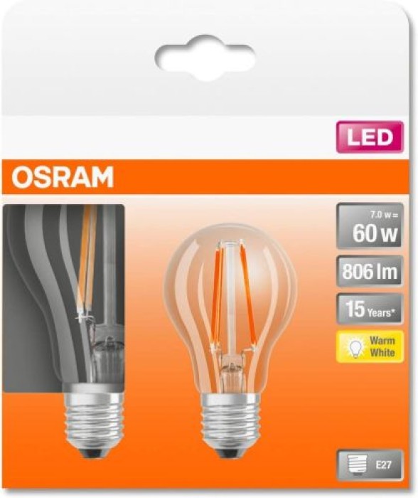 OSRAM LED STAR CLASSIC A 60, warmweiss, Doppelpack, 330191