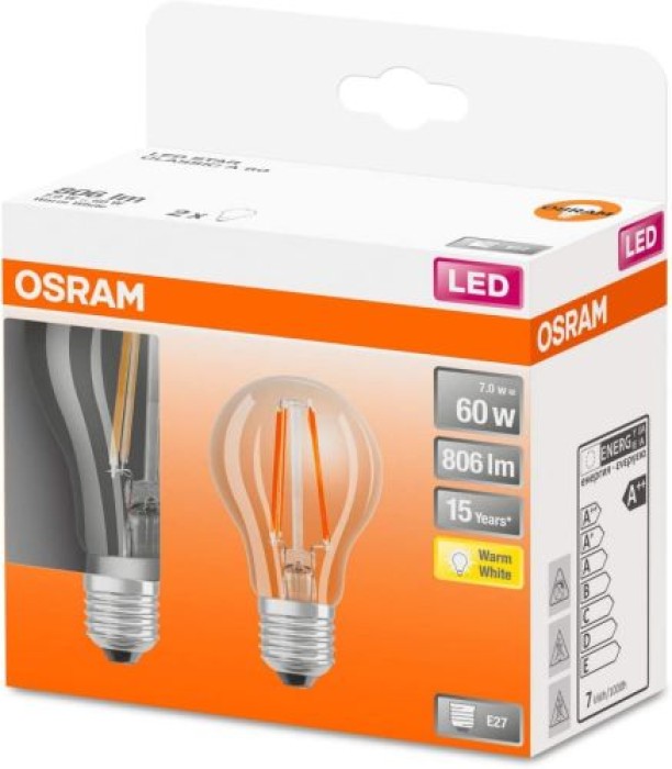 OSRAM LED STAR CLASSIC A 60, warmweiss, Doppelpack, 330191