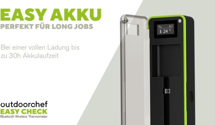 OUTDOORCHEF Easy Check Thermometer, Wireless Bluetooth Grillthermometer, 14.491.94