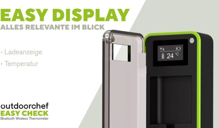 OUTDOORCHEF Easy Check Thermometer, Wireless Bluetooth Grillthermometer, 14.491.94