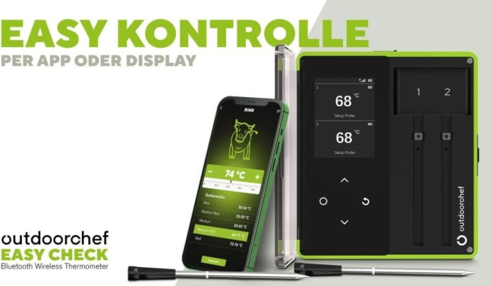 OUTDOORCHEF Easy Check Wireless Grillthermometer Dual, 14.491.95