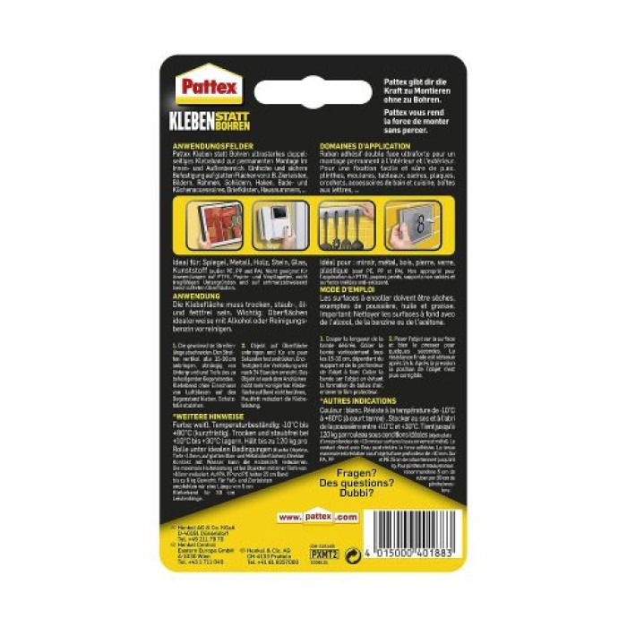 Pattex Kleben statt Bohren Klebeband, doppelseitig, 19mm x 1,5m, 526468