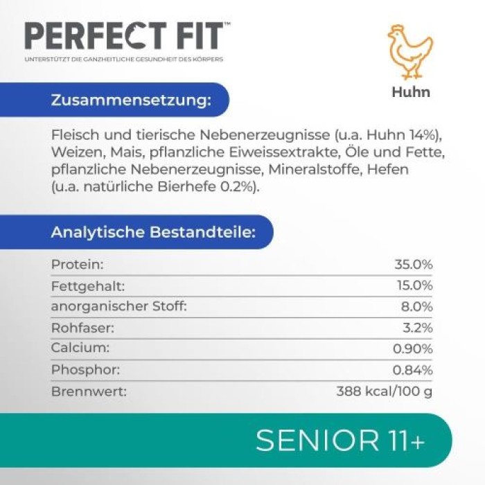 PERFECT FIT Senior Trockenfutter für ältere Katzen ab 11 Jahren - Huhn, 750g, 453997