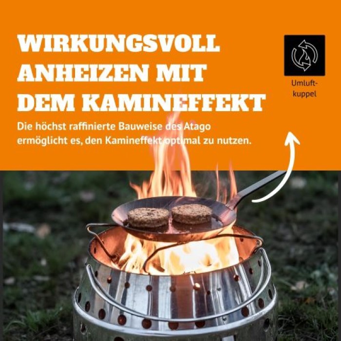 Petromax Atago Grill, Tischgrill für den Einsatz beim Camping, Edelstahl, atago