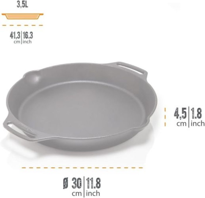 Petromax Feuerpfanne mit Henkeln, aus Gusseisen für alle Herdarten, 35 cm DM, fp35h-t