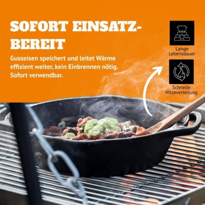 Petromax Feuerpfanne mit Henkeln, aus Gusseisen für alle Herdarten, DM 25 cm, fp25h-t