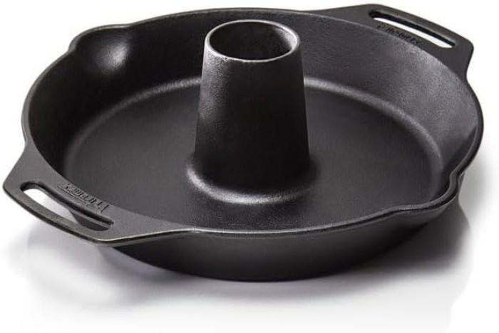 Petromax Geflügelbräter aus Gusseisen, 2 in 1, Vertiefung in der Mitte, vorbehandelt für sofortigen Einsatz, Durchmesser 25 cm x 10 cm cf30
