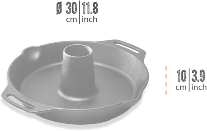Petromax Geflügelbräter aus Gusseisen, 2 in 1, Vertiefung in der Mitte, vorbehandelt für sofortigen Einsatz, Durchmesser 25 cm x 10 cm cf30